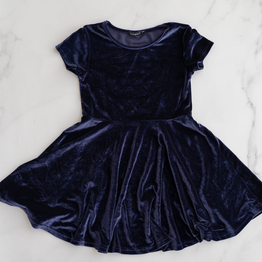 Midnight Blue Velvet Dress (6Y)