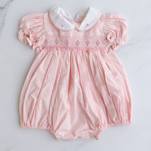 Load image into Gallery viewer, Pink Smocked Romper (6-12M)
