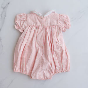 Pink Smocked Romper (6-12M)