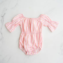 Load image into Gallery viewer, Pinky Peach Stripe Romper (9-12M)
