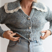 Load image into Gallery viewer, Blue Speckled Collar Knit Cardigan (8-14)
