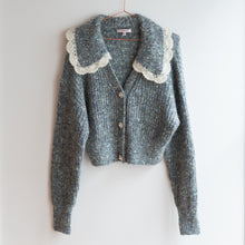 Load image into Gallery viewer, Blue Speckled Collar Knit Cardigan (8-14)
