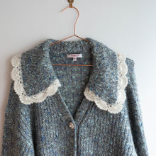 Load image into Gallery viewer, Blue Speckled Collar Knit Cardigan (8-14)
