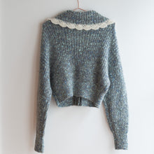 Load image into Gallery viewer, Blue Speckled Collar Knit Cardigan (8-14)
