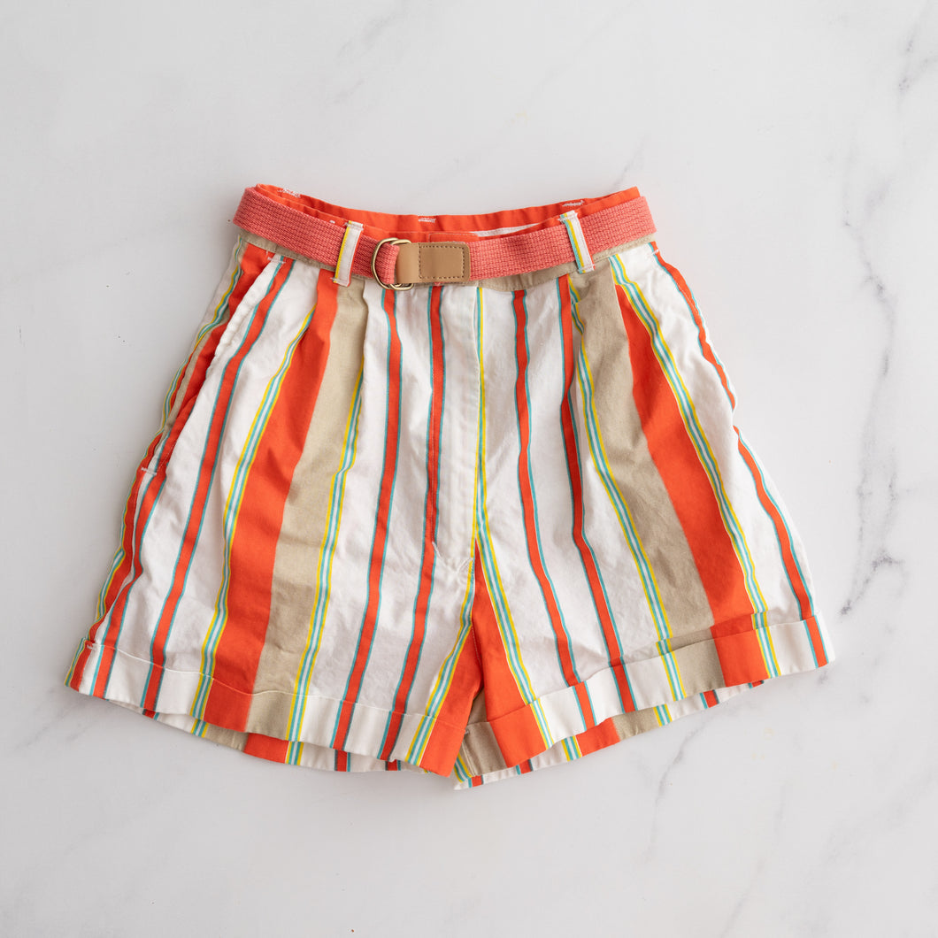 Retro Striped White Shorts (7-8Y)