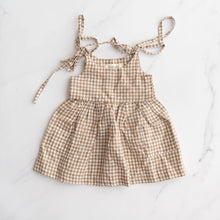 Load image into Gallery viewer, Raised in Beige Gingham Dress (3-6M)
